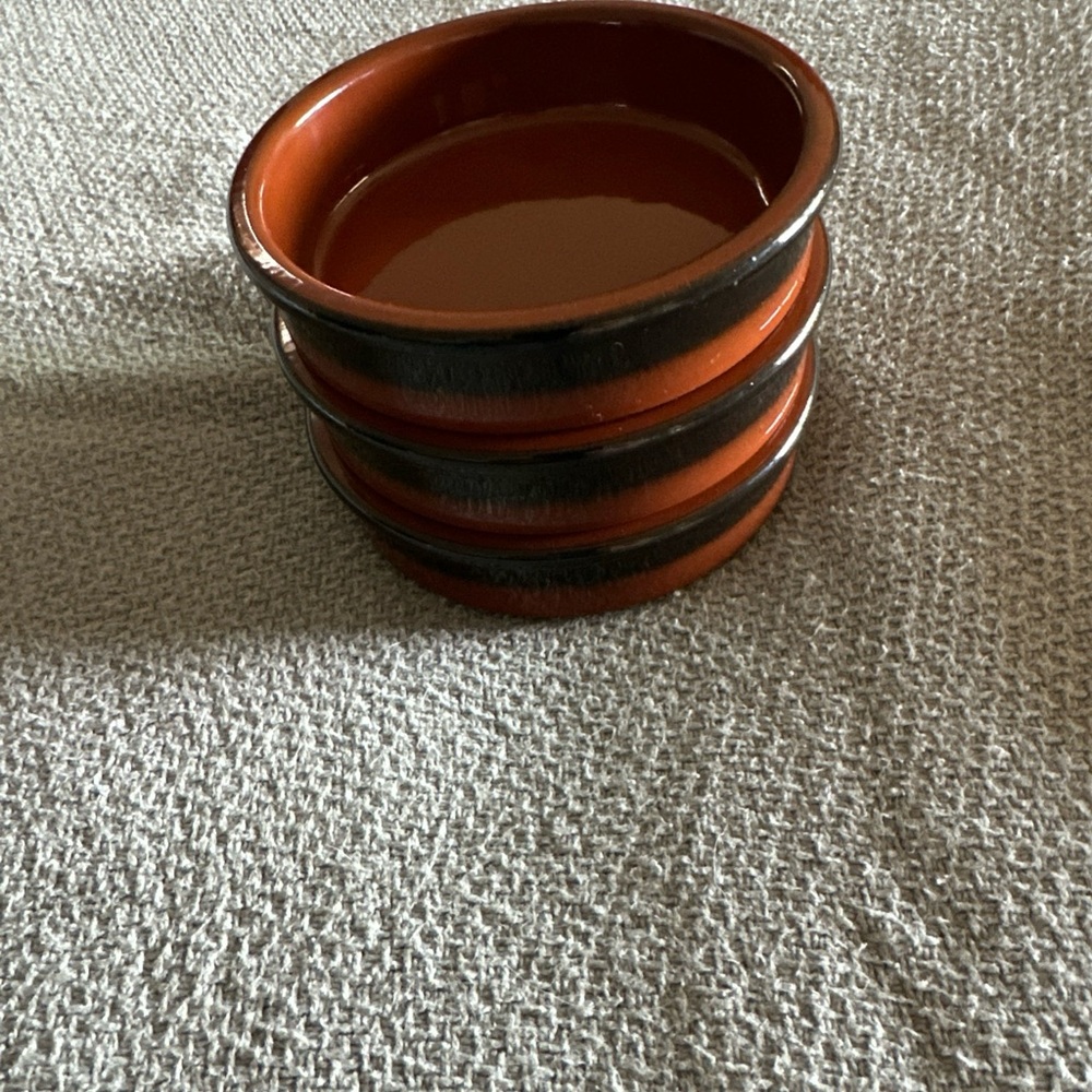3x CERMER Terracotta RAMEKIN Ceramic Baking Dish Brûlée Flan Custard 4.75" R1027